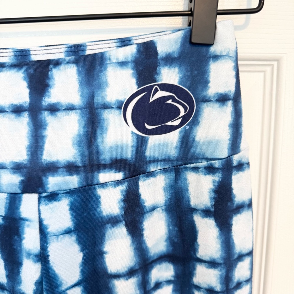 Penn State Nittany Lions Tie Dye Blue and White Flare yoga pants SMALL